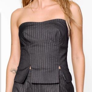 NWT Nasty Gal Pinstripe Tailored Bustier Top